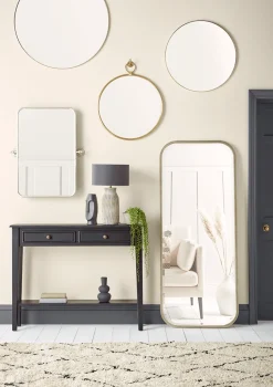 Cox & Cox Round Mirrors|Wall Mirrors<Antique Brass Slim Frame Round Mirror