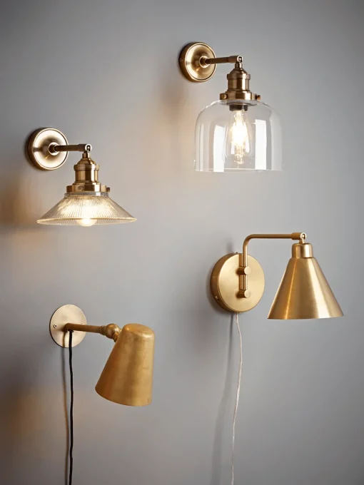 Cox & Cox Wall Lights<Antique Fluted Glass Wall Light - Brass