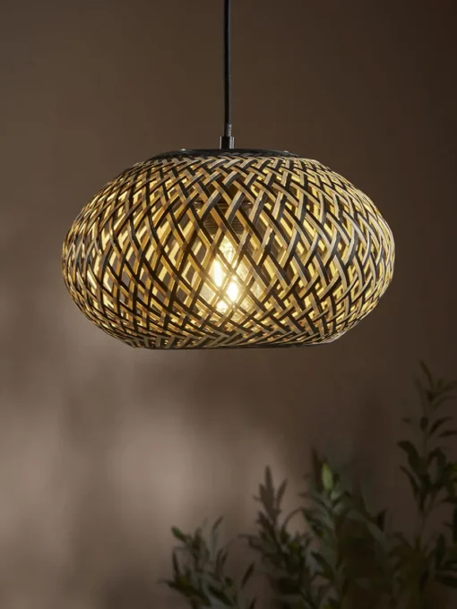 Cox & Cox Pendants<Black & Natural Woven Pendant - Small