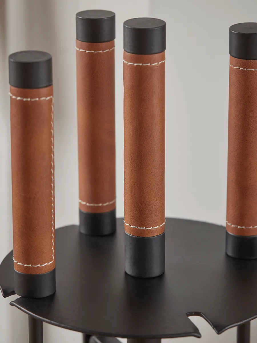 Cox & Cox Fireside<Faux Leather Fireside Set