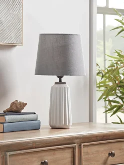 Cox & Cox Table Lamps<Fluted White Table Lamp