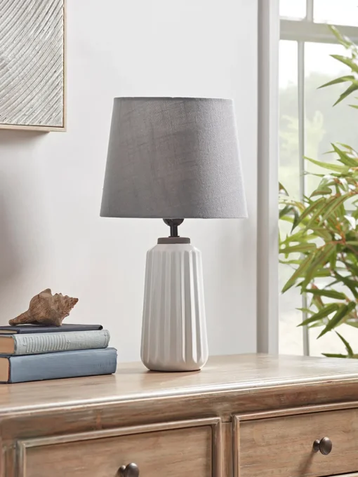 Cox & Cox Table Lamps<Fluted White Table Lamp