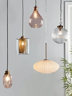 Cox & Cox Pendants<Glass & Brass Mesh Pendant