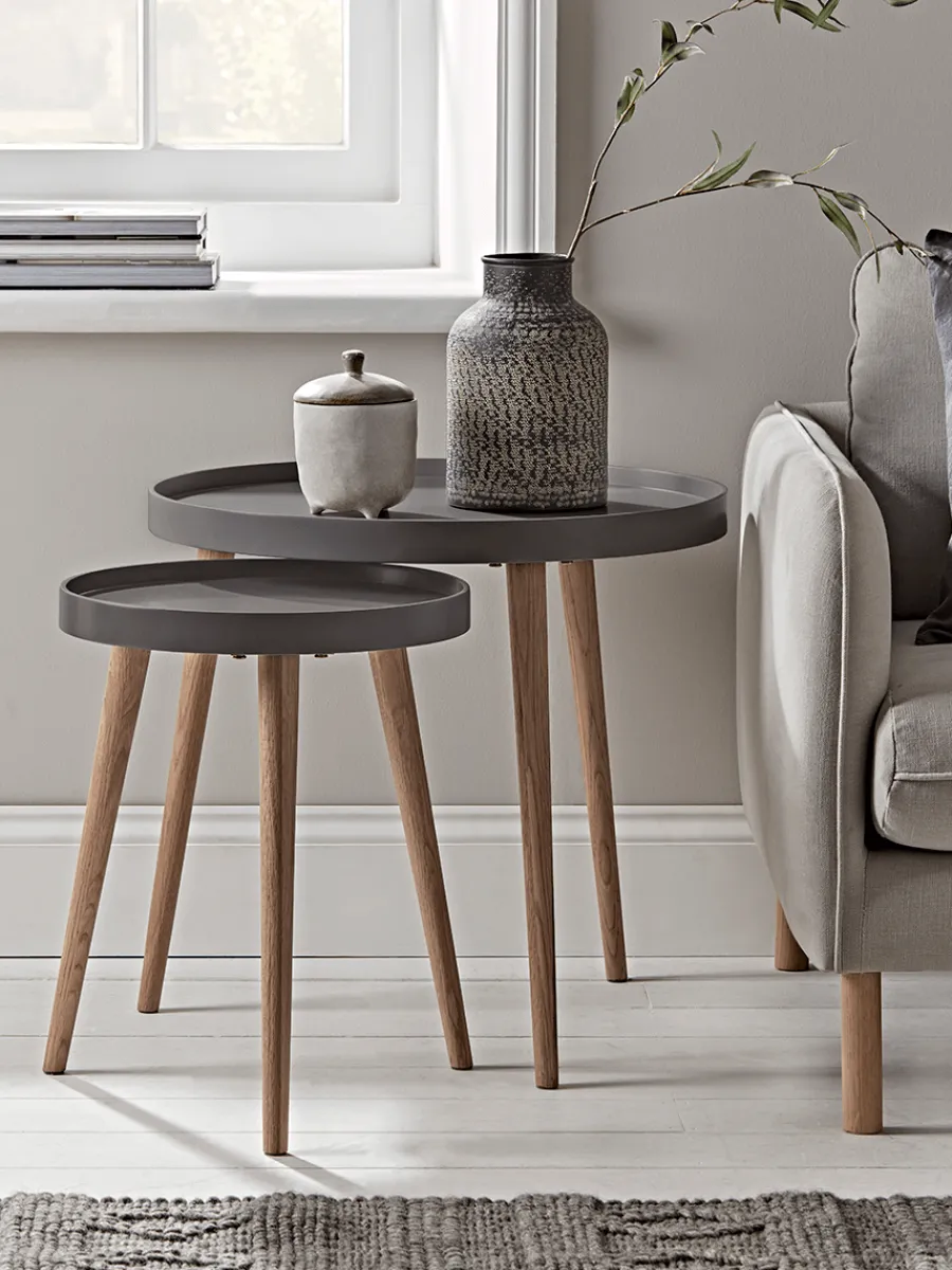 Cox & Cox Side Tables<Mila Side Tables - Charcoal