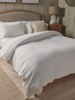 Cox & Cox Bedding|Bedding<Muslin Double Duvet Cover Set - White