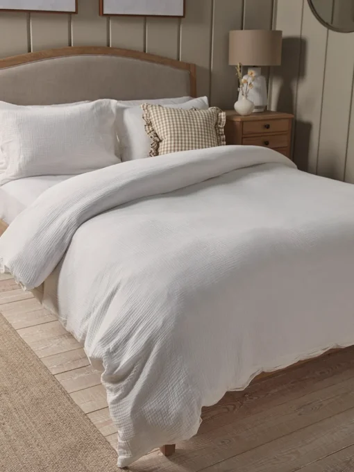 Cox & Cox Bedding|Bedding<Muslin Double Duvet Cover Set - White
