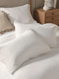 Cox & Cox Bedding|Bedding<Muslin Double Duvet Cover Set - White