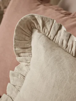 Cox & Cox Cushions|Cushions<Ruffle Cotton Linen Square Cushion - Natural