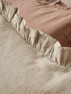 Cox & Cox Cushions|Cushions<Ruffle Cotton Linen Square Cushion - Natural