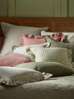 Cox & Cox Cushions|Cushions<Ruffle Cotton Linen Square Cushion - Natural