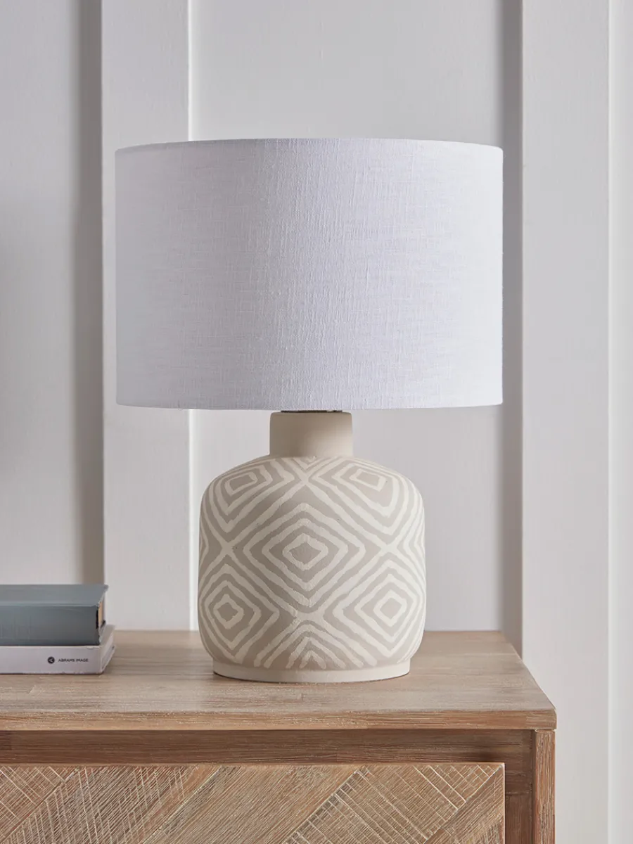 Cox & Cox Table Lamps<Taupe Diamond Table Lamp