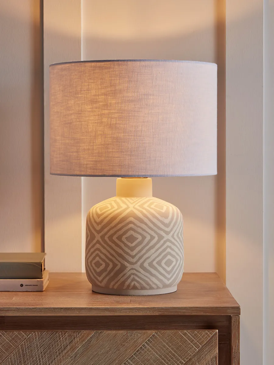 Cox & Cox Table Lamps<Taupe Diamond Table Lamp