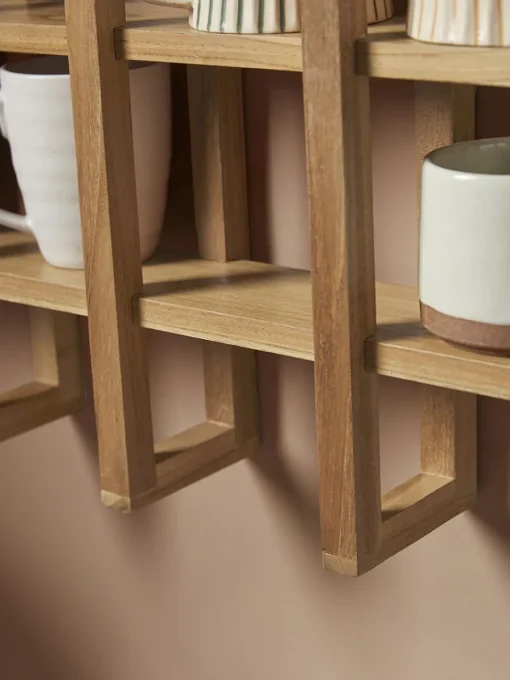 Cox & Cox Hooks & Hook Racks|Shelves<Teak Mug Shelf
