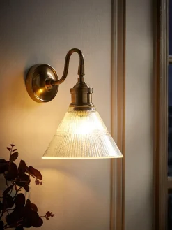 Cox & Cox Wall Lights<Textured Glass Tapered Wall Light