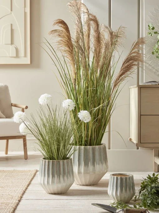 Cox & Cox Indoor Planting<Three Fluted Planters - Soft Sage