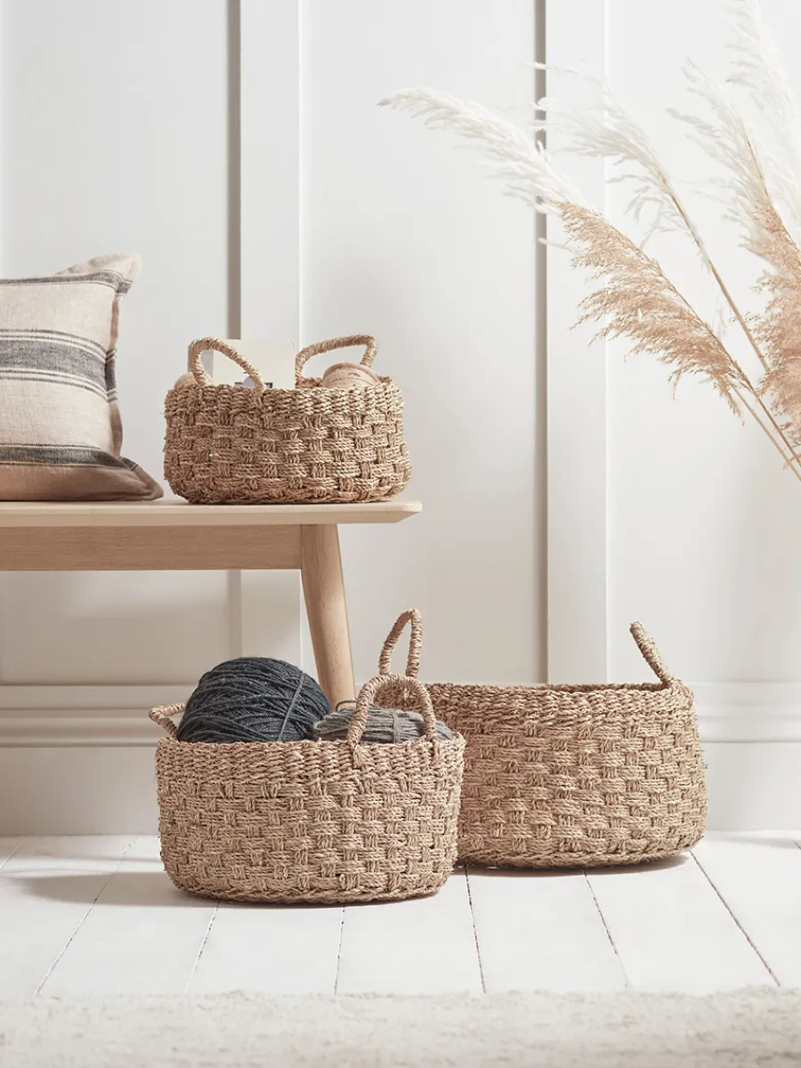 Cox & Cox Bags & Baskets<Three Woven Seagrass Storage Baskets