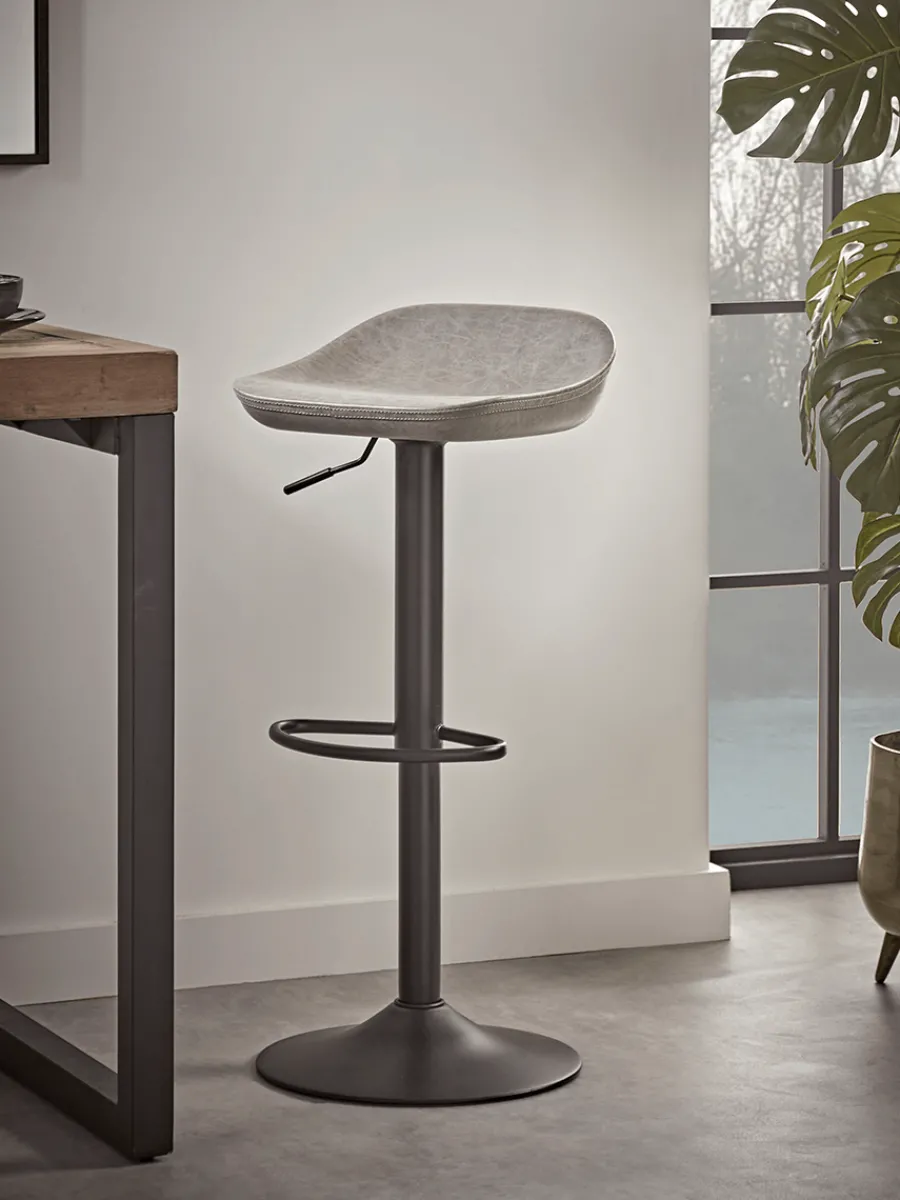 Cox & Cox Stools<Two Faux Leather Counter Stools - Grey