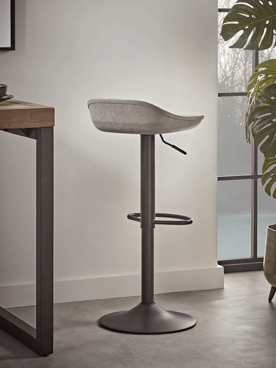 Cox & Cox Stools<Two Faux Leather Counter Stools - Grey
