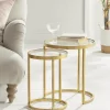 Cox & Cox Nesting Tables|Side Tables<Two Glass Topped Nesting Tables