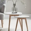 Cox & Cox Nesting Tables|Side Tables<Two Oak & Marble Nested Tables