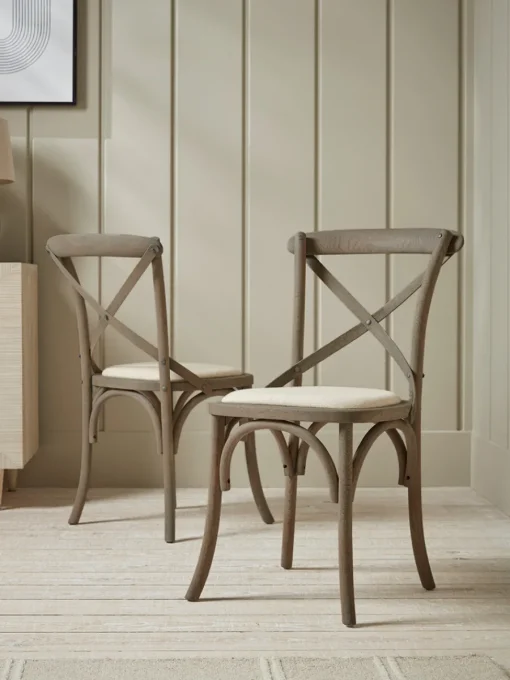 Cox & Cox Dining Chairs<Two Oak Cross Back Dining Chairs