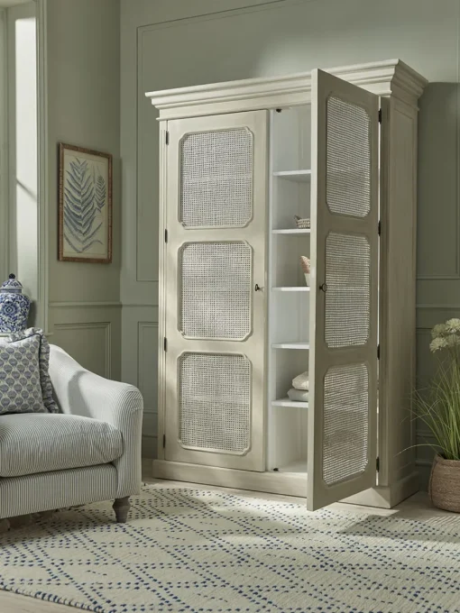 Cox & Cox Cabinets<White Rattan Display Cabinet